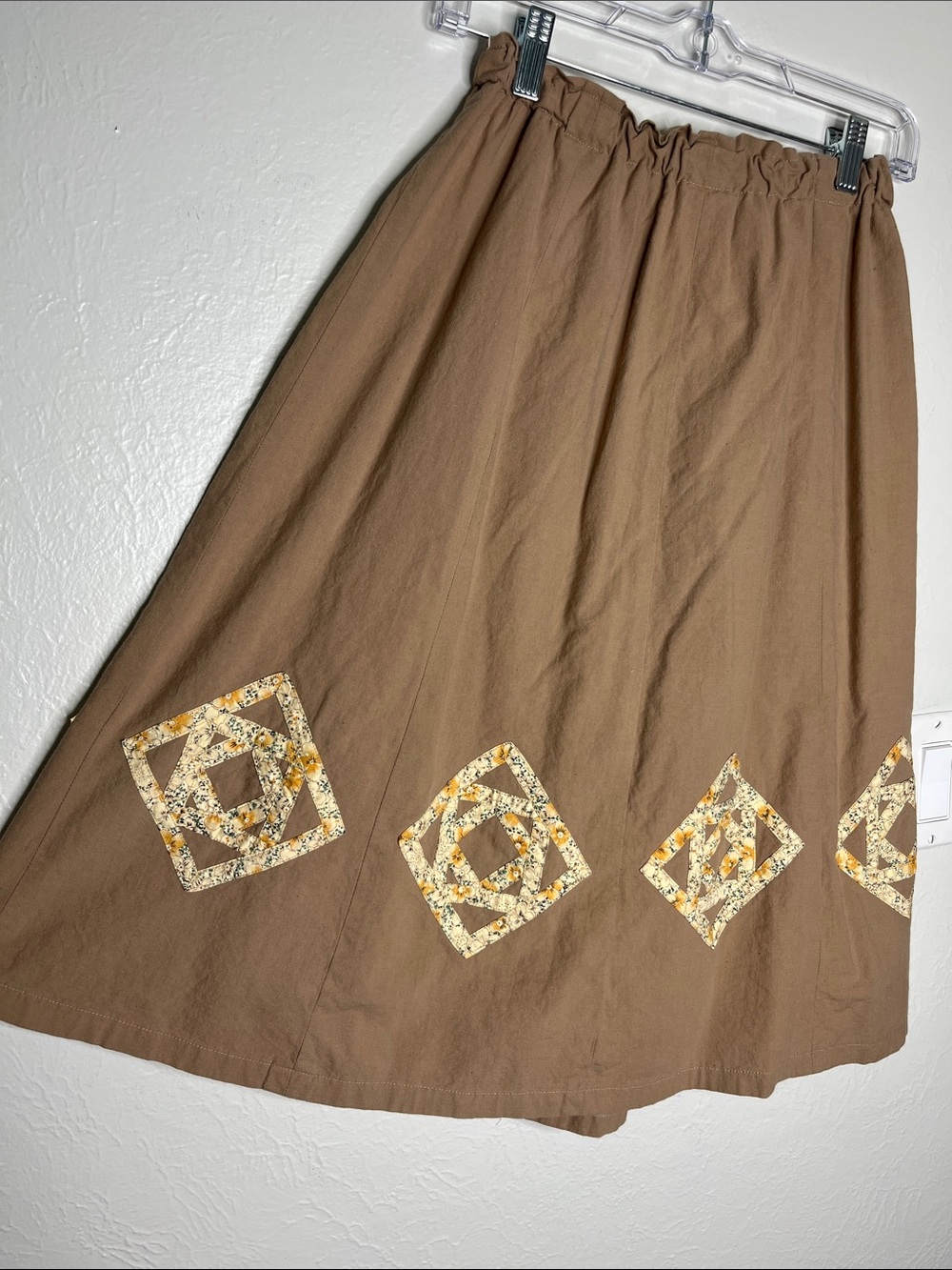 Vintage Handmade Flared Midi Skirt - Size XS/S Cottagecore Prairie Quilted